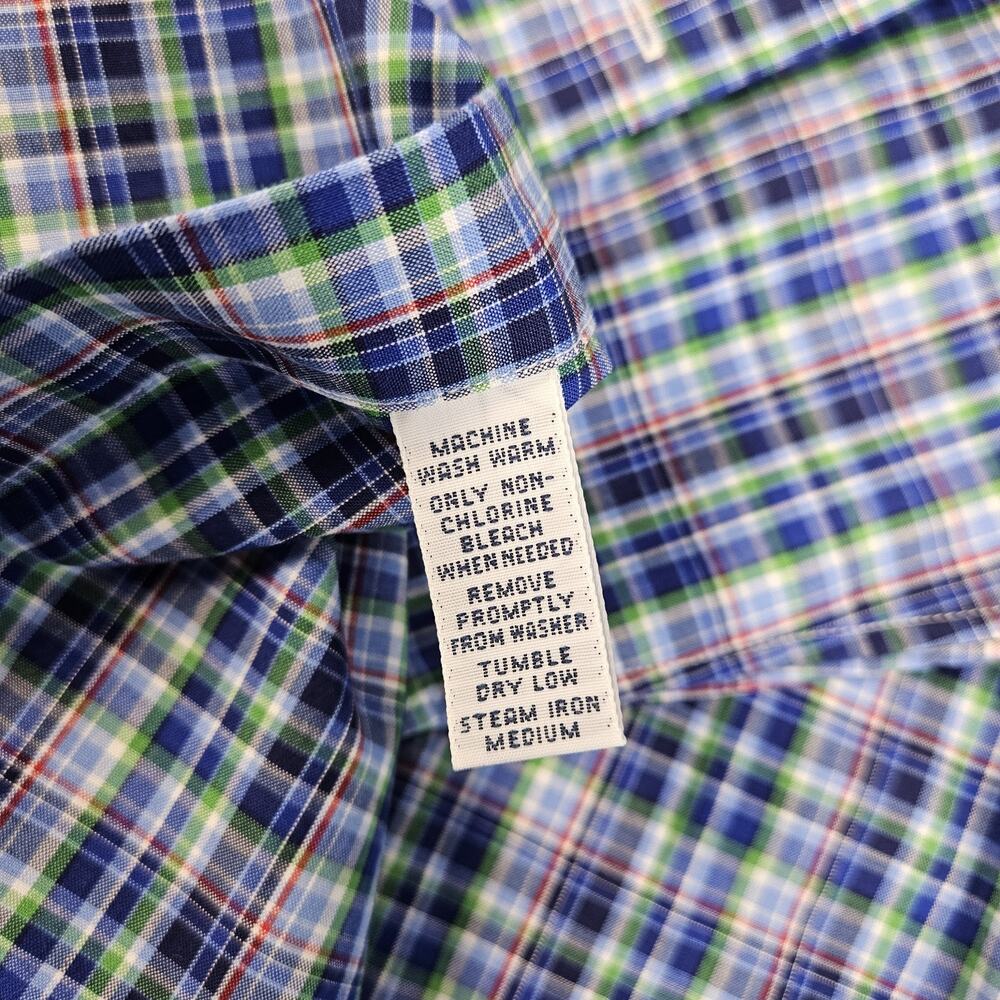 Ralph Lauren Green Blue Plaid Classic Button Down Shirt Mens M 15.5 LS Red Pony - Picture 4 of 5